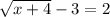 \sqrt{x+4} -3=2