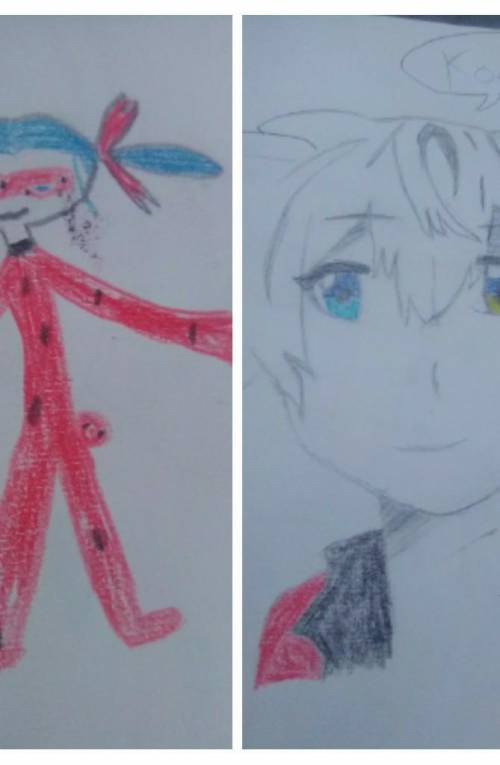 The first picture is the first picture I drawed a year ago and the second is what I can do now​
