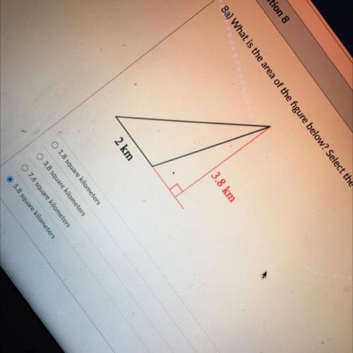 Question 8
8a) What is the area of the figure below? Select the 
best answer.