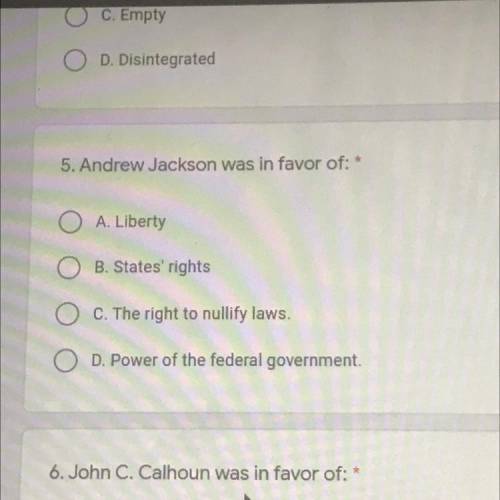 Andrew jackson was in favor of?