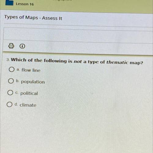 Which of the following is not a type of thematic map? Help please