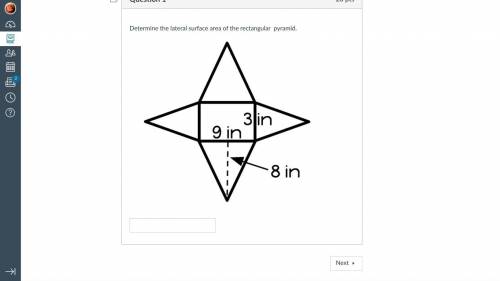 Determine the lateral surface area of the rectangular pyramid.