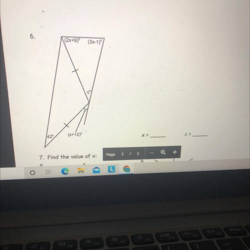 I need to find x and c value. If you can do it, show me the explanation, please.