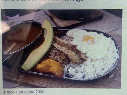 Look at the image and choose the option with the correct dish and country that match the image.

C