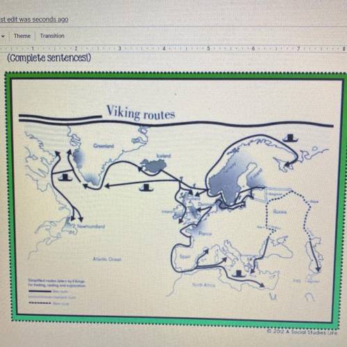 According to the map, what were some actions of the vikings when they were exploring?