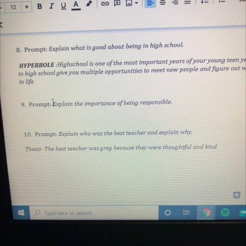 just nine and ten is what i need help on you need to write a introduction with either a hyperbole,