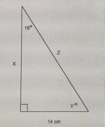 find x y and z on the following right triangle.write out each step taken to find each value in comp