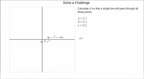 HELP WILL NAME BRAINLIEST ! Calculate d so that a single line will pass through all three points.