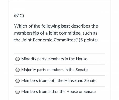 Which of the following best describes the membership of a joint committee, such as the Joint Econom