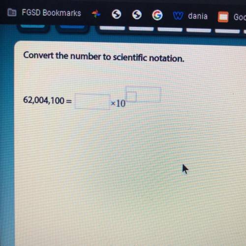 Convert the number to scientific notation.
62,004,100=
x10
+
VI
B.