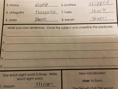 Can some help me with the sentences. And tell me what to circle and what to underline. Thank you.