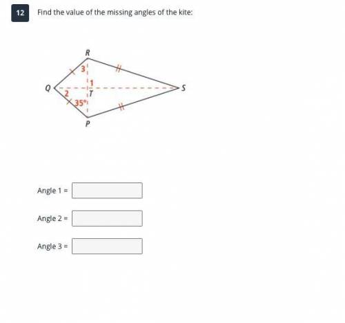 Find the value of the missing angles of the kite: