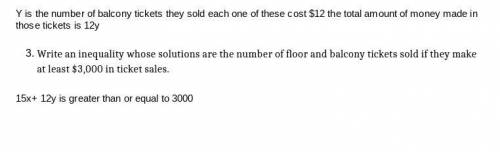 A band is playing at an auditorium with floor seats and balcony seats. The band wants to sell the f