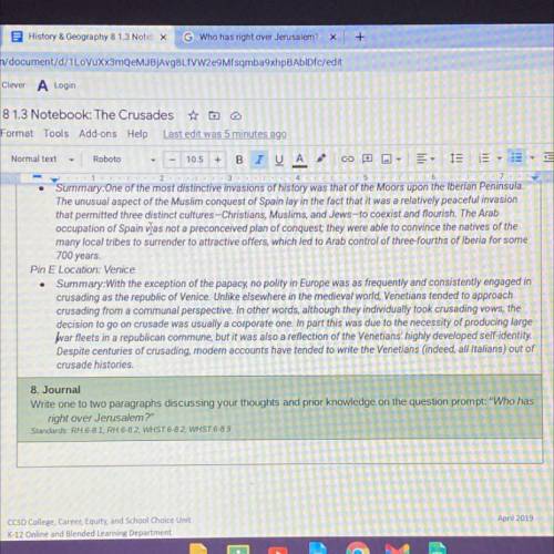 8. Journal

Write one to two paragraphs discussing your thoughts and prior knowledge on the questi