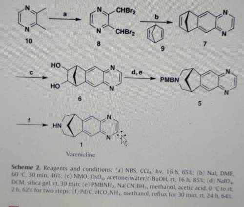 Can somebody please draw a mechanism for this reaction (synthesis of varenicline)?​