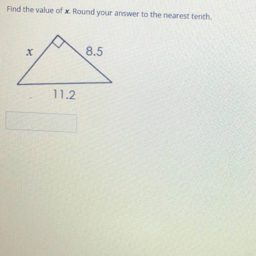 2
Find the value of x. Round your answer to the nearest tenth.
x
8.5
11.2