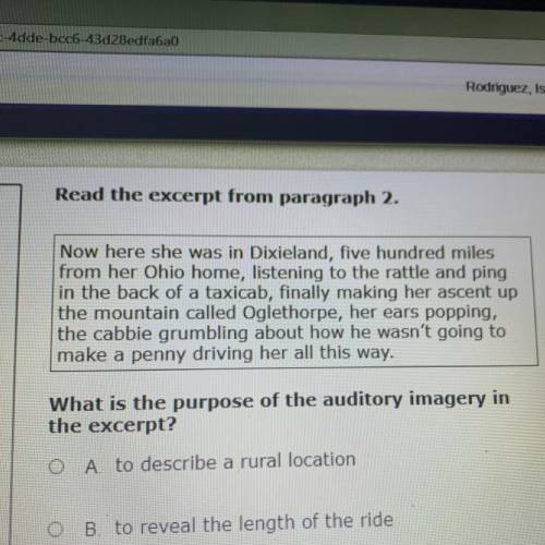 What is the purpose of the auditory imagery in

the excerpt?
A to describe a rural location
OB to