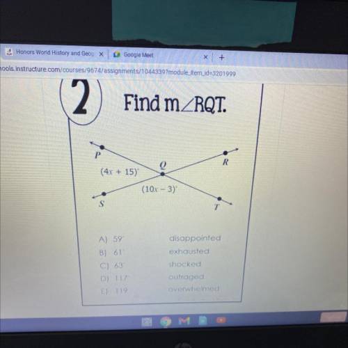 Find mRQT.
(4x + 15)
(10x - 3)