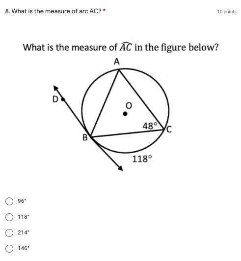 What is the measure of arc AC? Please explain ur answer and I will mark brainliest.