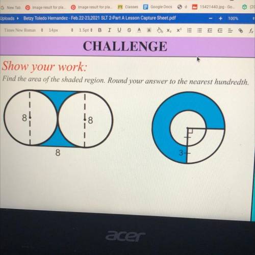 Find the area of the shaded region. Round your answer to the nearest hundredth.
8
8
3+