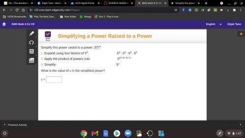What is the value of x in the simplified power?