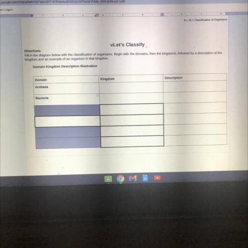 VLet's Classify

Directions
Fill in the diagram below with the classification of organisms. Begin
