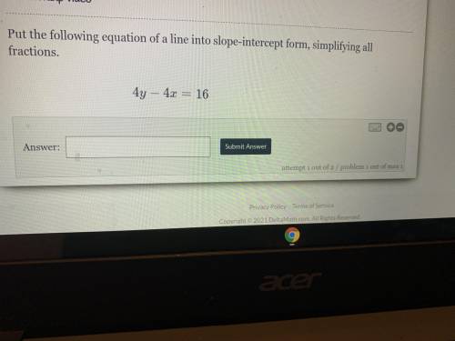 Put the following equation of a line into slope intercept form, simplifying all fractions.