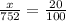 \frac{x}{752} = \frac{20}{100}