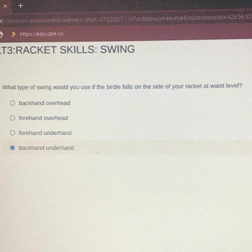 What type of swing would you use it the birdie falls on the side of your racket at waist level?