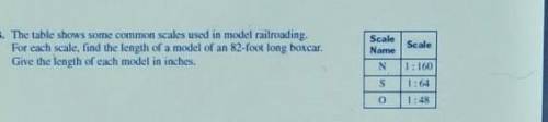 Help me

The table shows some common scales used in model railroading. For each scale, find the le