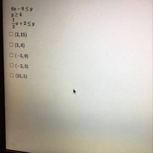 Which of the following points are solutions to this system of inequalities? select all that apply.