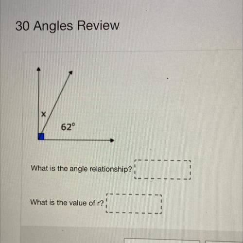 1. What is the angle relationship 
2. What is the value of r?
