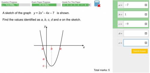 Maths hw, please help for d and e