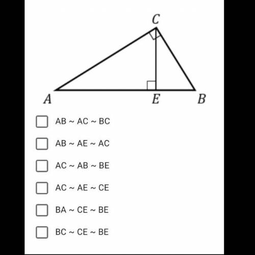 In right triangle ABC with the right angle at vertex C, altitude CE is drawn

from vertex C to AB.