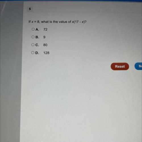 If x=8 what is the value of x(17-x)?