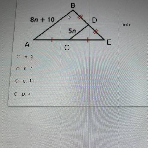 Find n. Use the pictures for more info