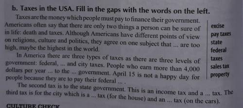 Taxes in the USA.Fill in the gaps with the words on the left.​