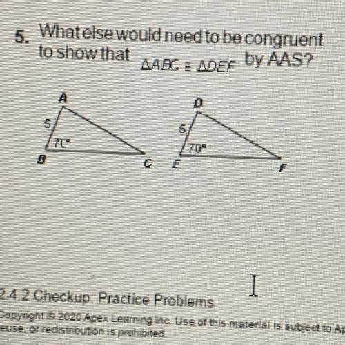 What else would need to be congruent to show that...?