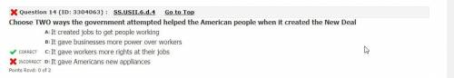 Choose TWO ways the government attempted helped the American people when it created the New Deal