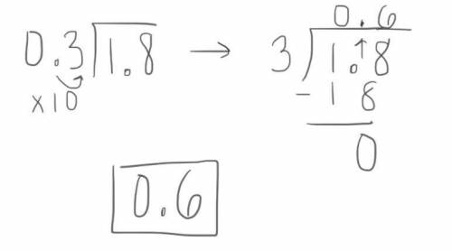 HELP ME PLS HURRY PLEASE PLEASE

Lucy solves 1.8 ÷ 0.3 using the work below. 
Lucy's work is incor