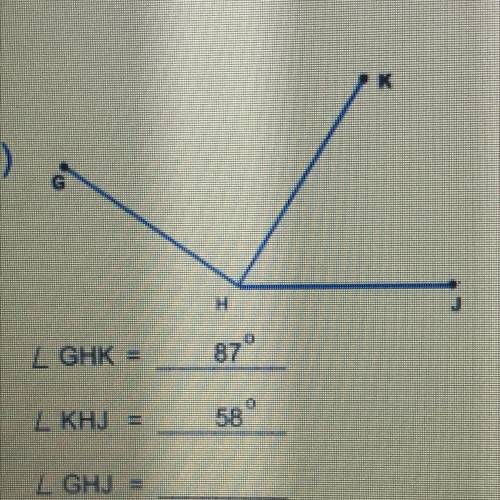 Find the missing angle measurement using the angle addition postulate. (Picture)