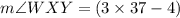 m\angle WXY =(3\times 37-4)\degree