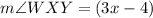 m\angle WXY =(3x-4)\degree