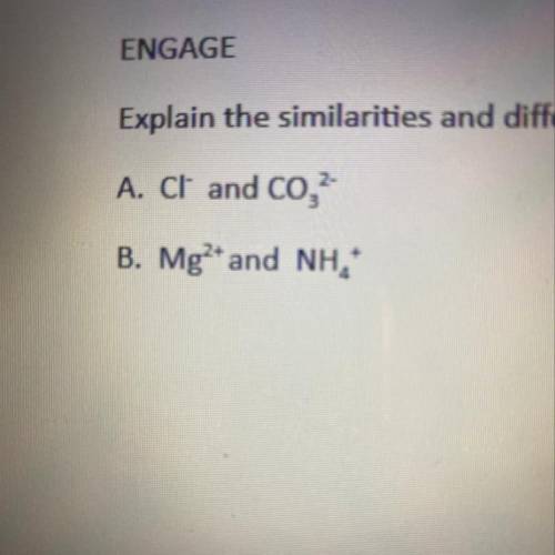 Explain the similarities and difference(s) between the following set of ions: