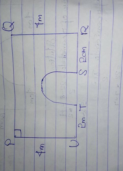 In the diagram below shows the cross section of a bridge with a semi circle hole. If the perimeter