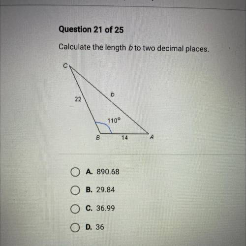 Calculate the length between b to two decimal places