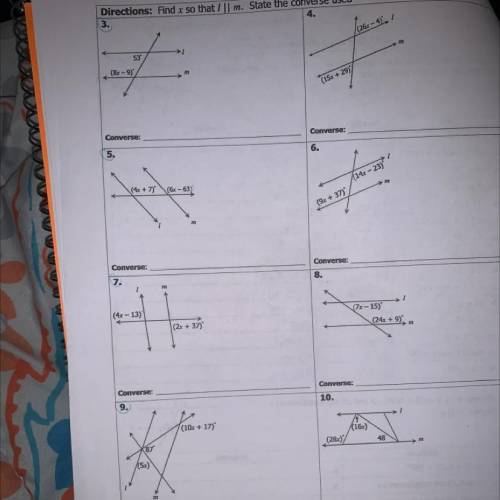 If someone could do questions 3, 5, 7, and 9 and state the converse i’d appreciate it!! <3
