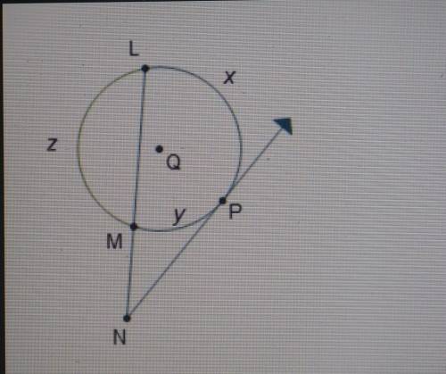 Which equation is correct regarding the measure of ZMNP? O MZMNP = {(x - y) MLMNP = {(x + y) O MZMN