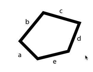 What is the perimeter of the shape below, given a = 9.60, b = 9.33, c = 4.46, d = 8.56, e = 8.61