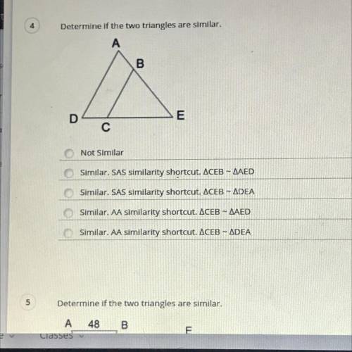 Determine if the two triangles are similar.